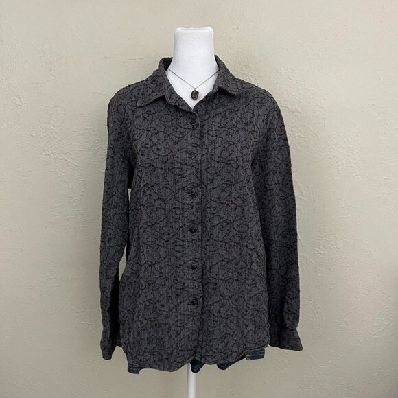 vintage 90s muted purple quirky boho granola button up top - Picture 2 of 8